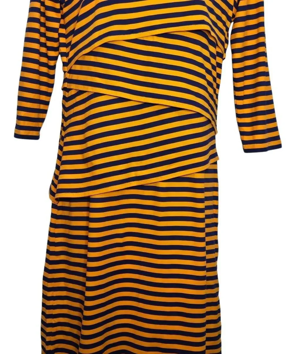 J. McLaughlin Catalina Dress Women's Size Small Orange Navy Nicola Stripe Dress
